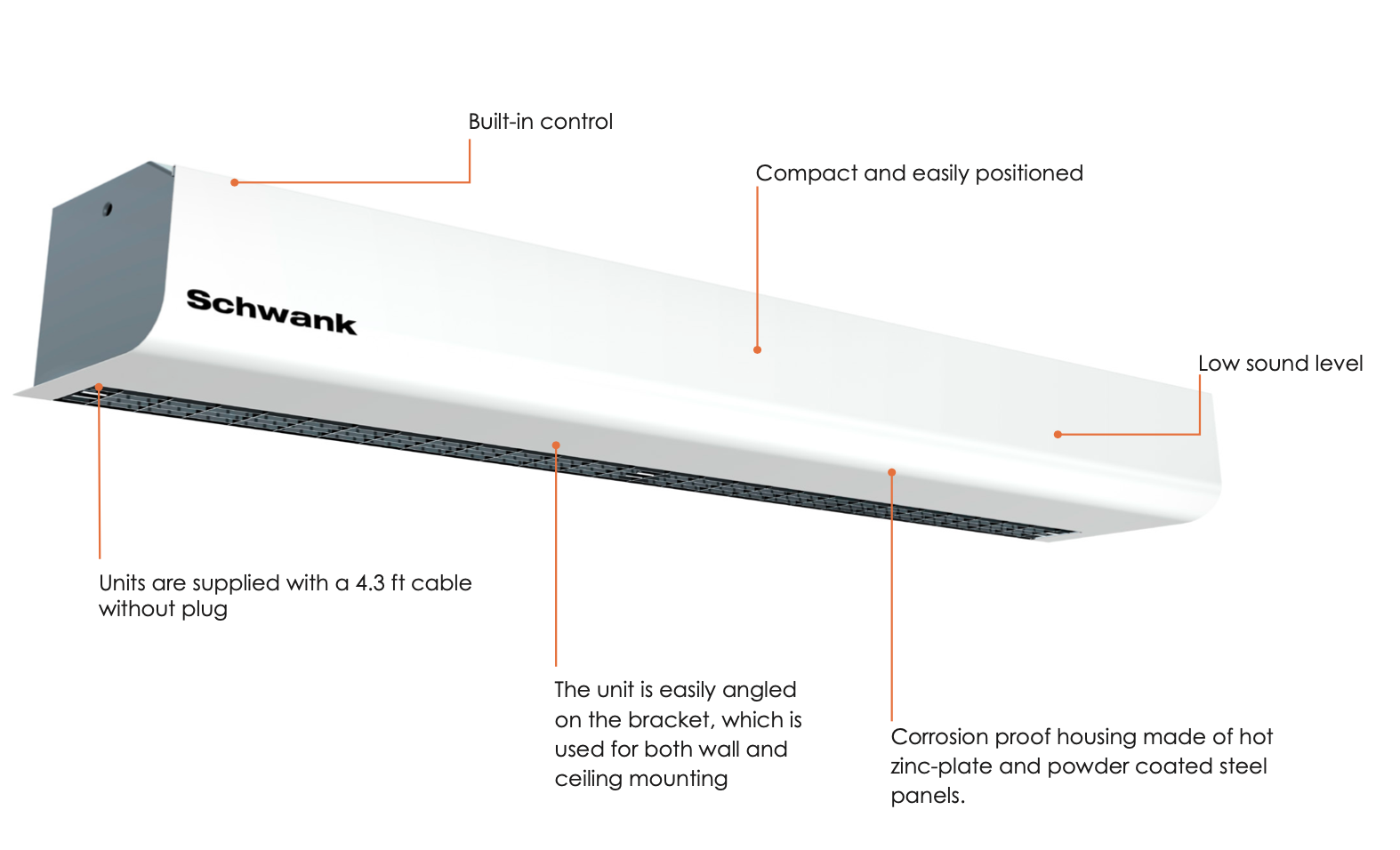 AC-ME32-20-BK - 32" Schwank Swift5 Air Curtain - 208V, Electric Drive-Thru Surface Mount, Black