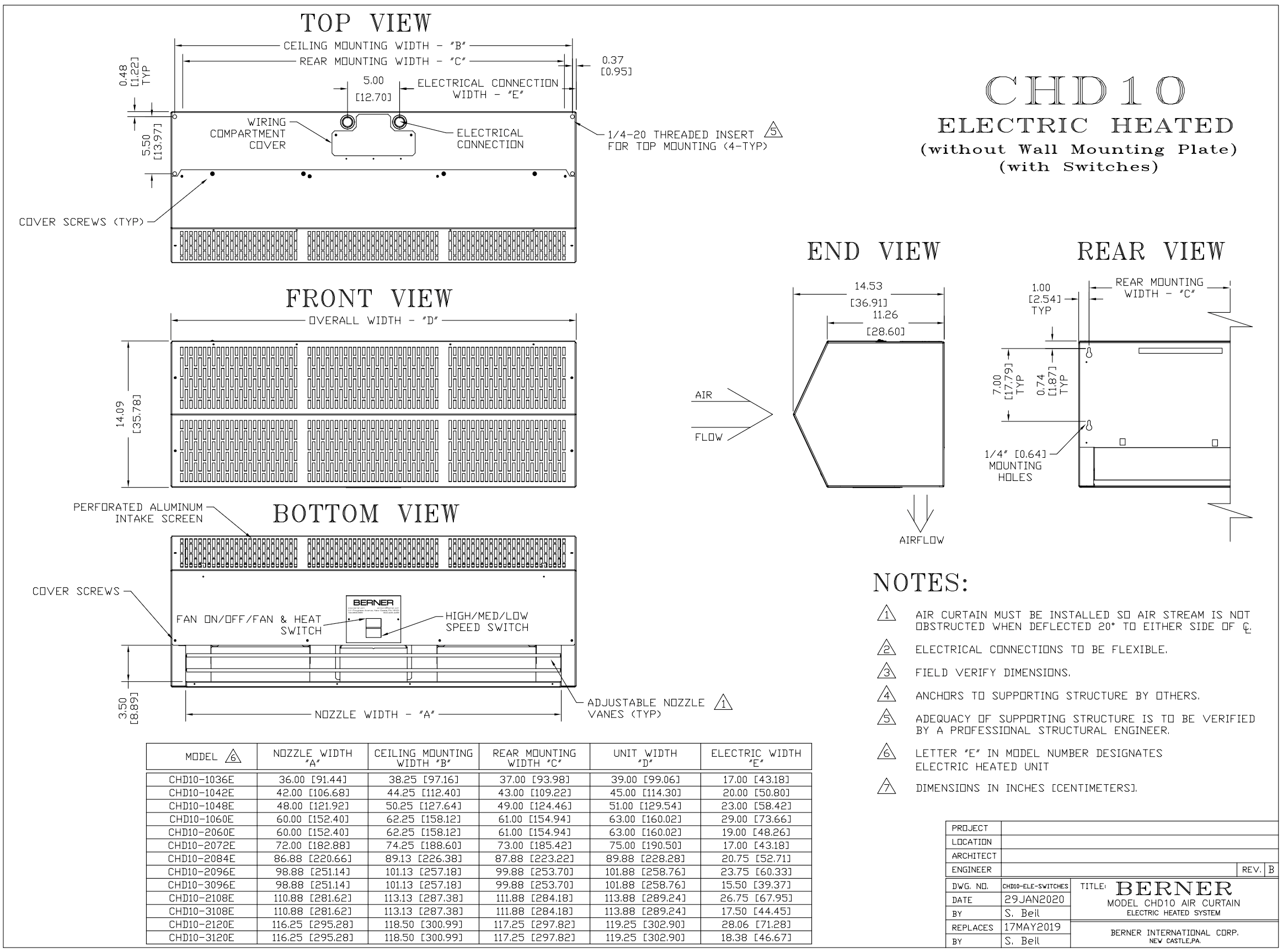 CHD10-1036AA-S01 - Aire ambiente blanco de 36", 120 V, Berner Commercial High Performance Serie 10