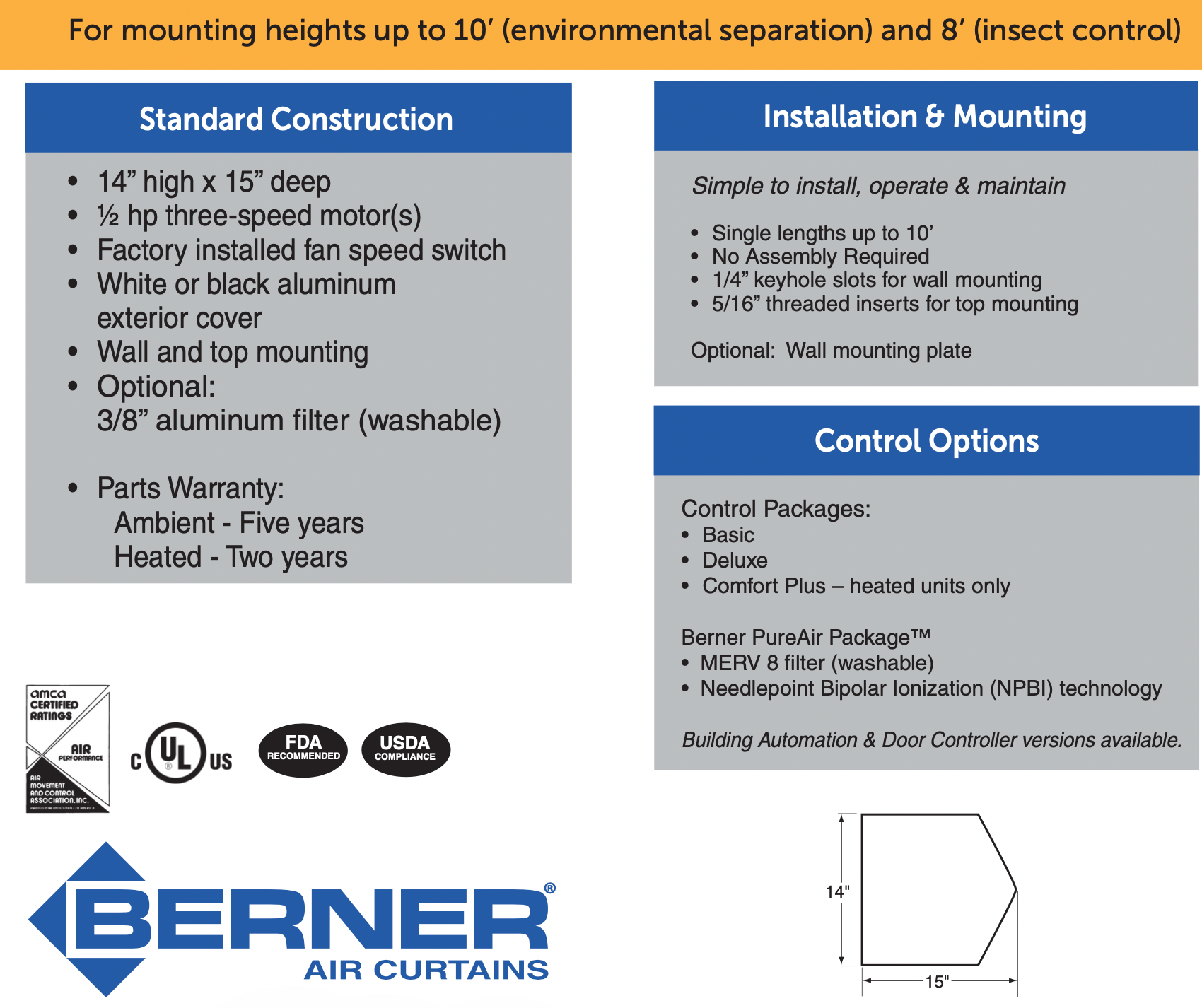 CHD10-1042AA-S01 - 42" White, Ambient Air, 120V, Single Phase, Berner Commercial High Performance 10 Series