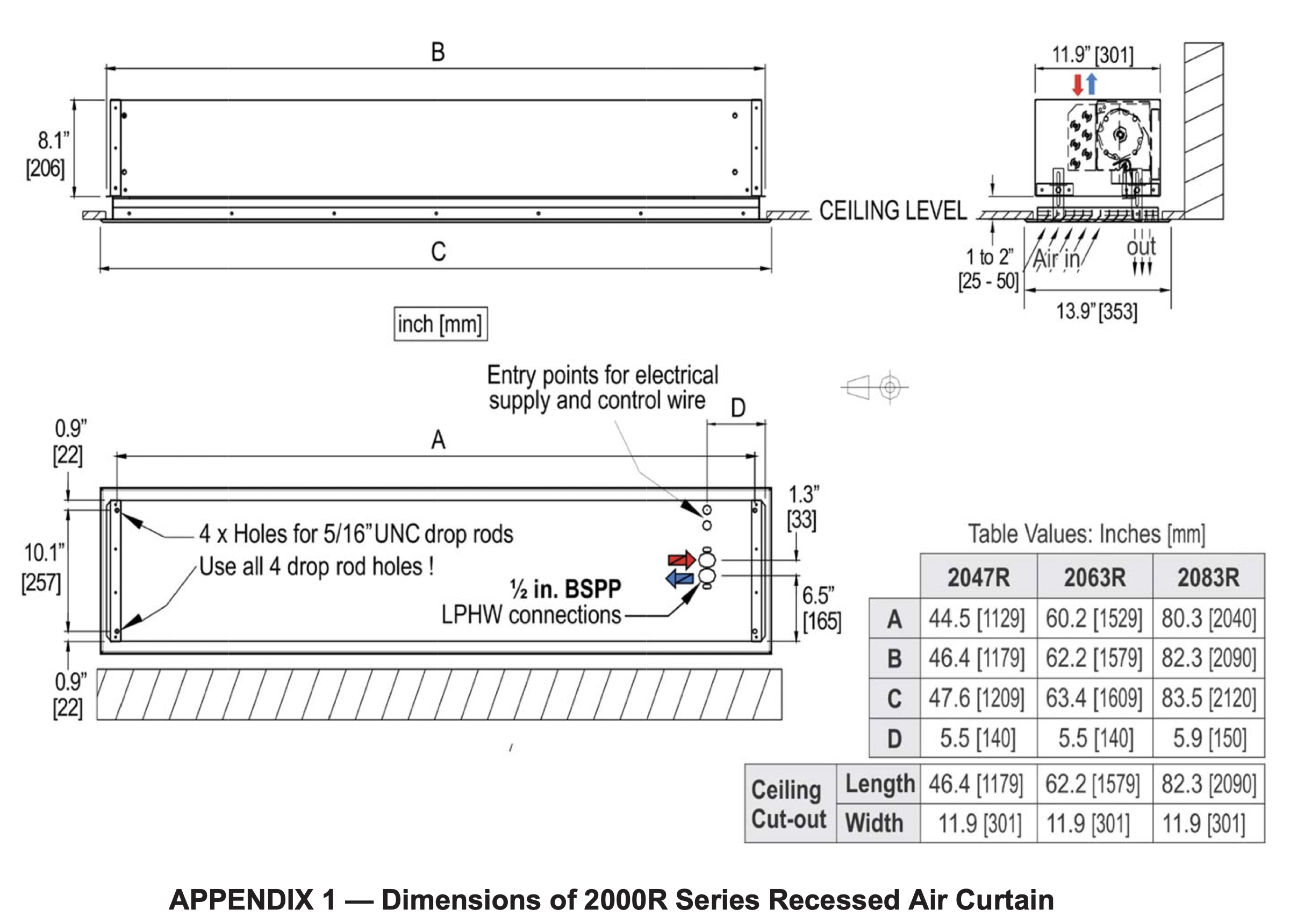 AC-CE45-20 - SchwankAir 2045EH Surface Mount, Electric Heated, 45'' Length, 208V, Three Phase